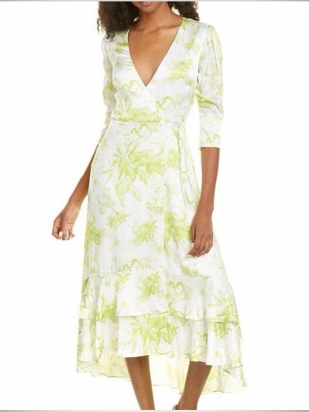 ALLSAINTS TAGE RIYAZ green & white wrap dress.